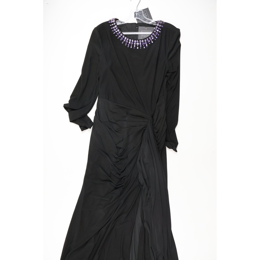 Ieena for Mac Duggal Gown 44069 Black Purple Jewel Neck (Missing one Jewel) NWT